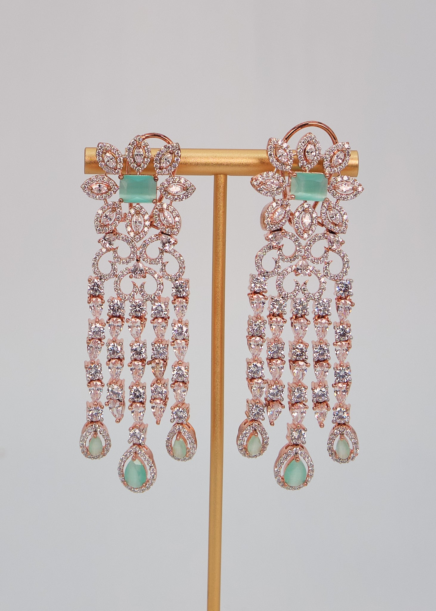 Rose Gold CZ Danglers Earrings