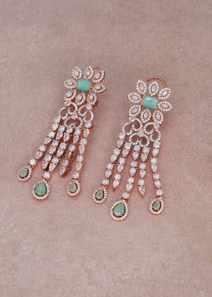 Rose Gold CZ Danglers Earrings