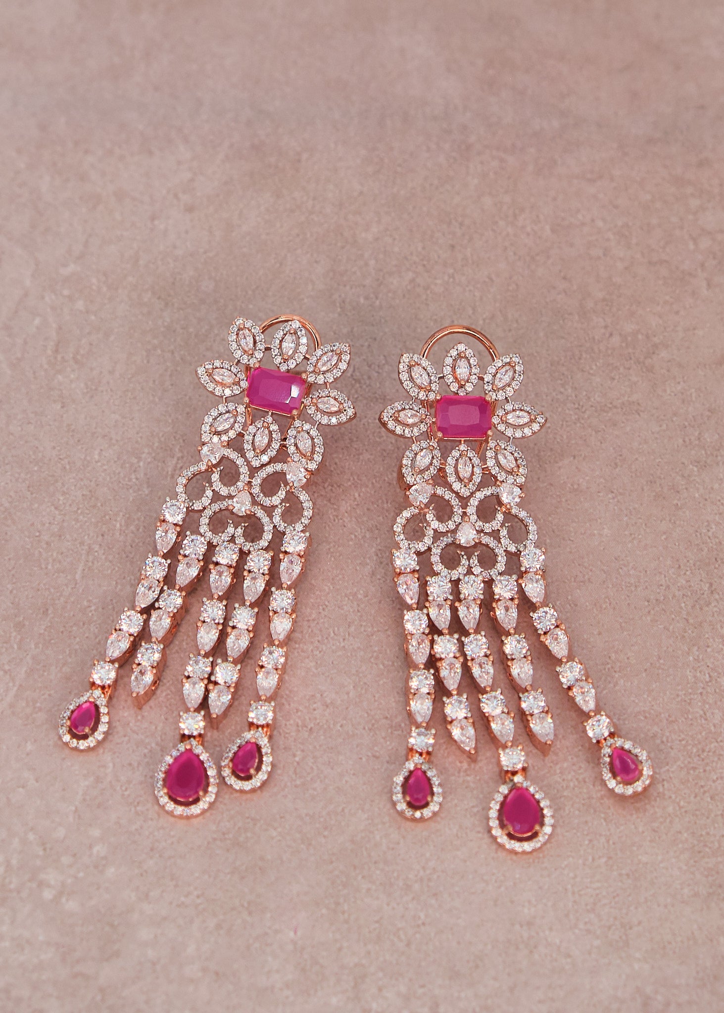 Rose Gold CZ Danglers Earrings