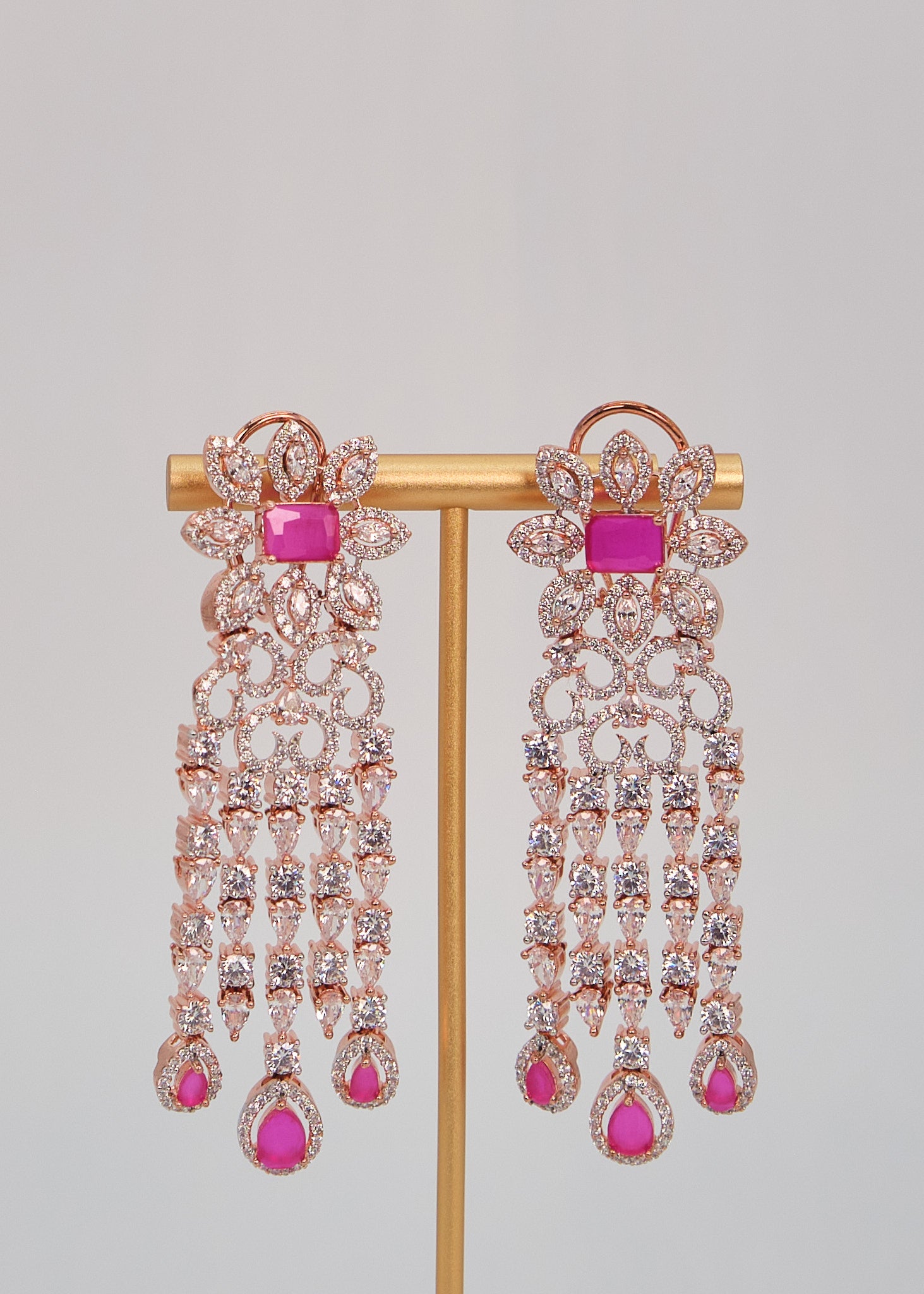 Rose Gold CZ Danglers Earrings