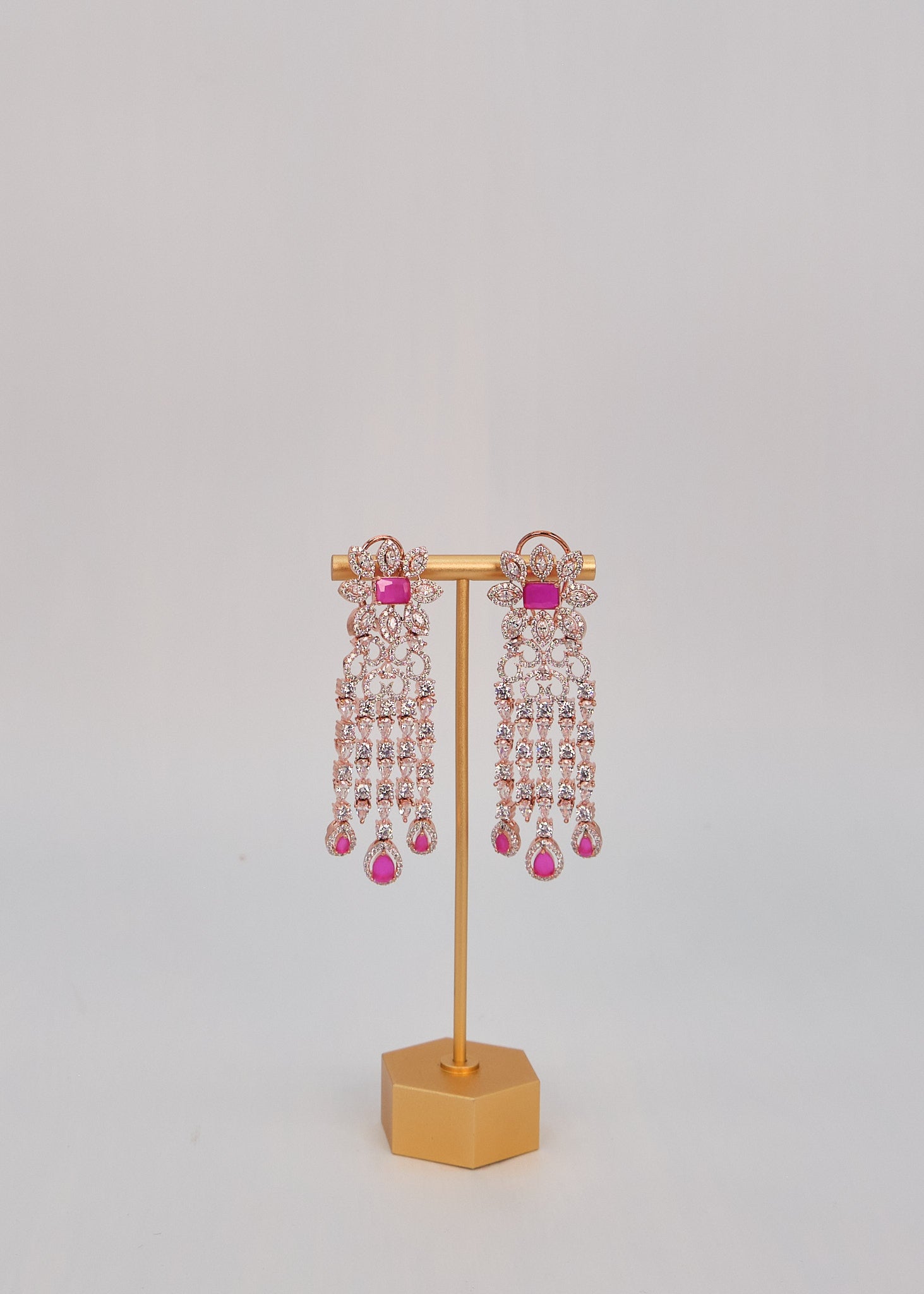 Rose Gold CZ Danglers Earrings