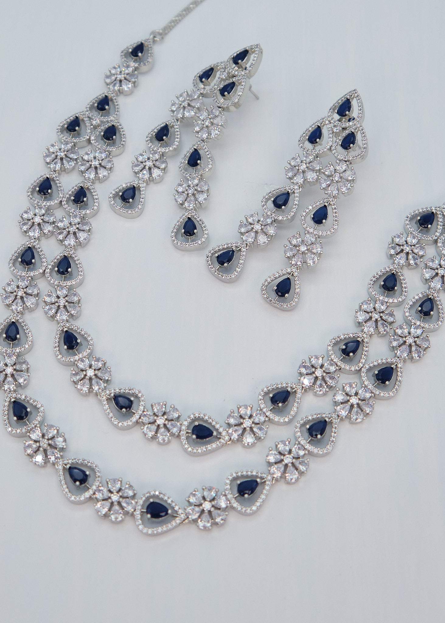 Afreen Double Layer CZ Necklace Set