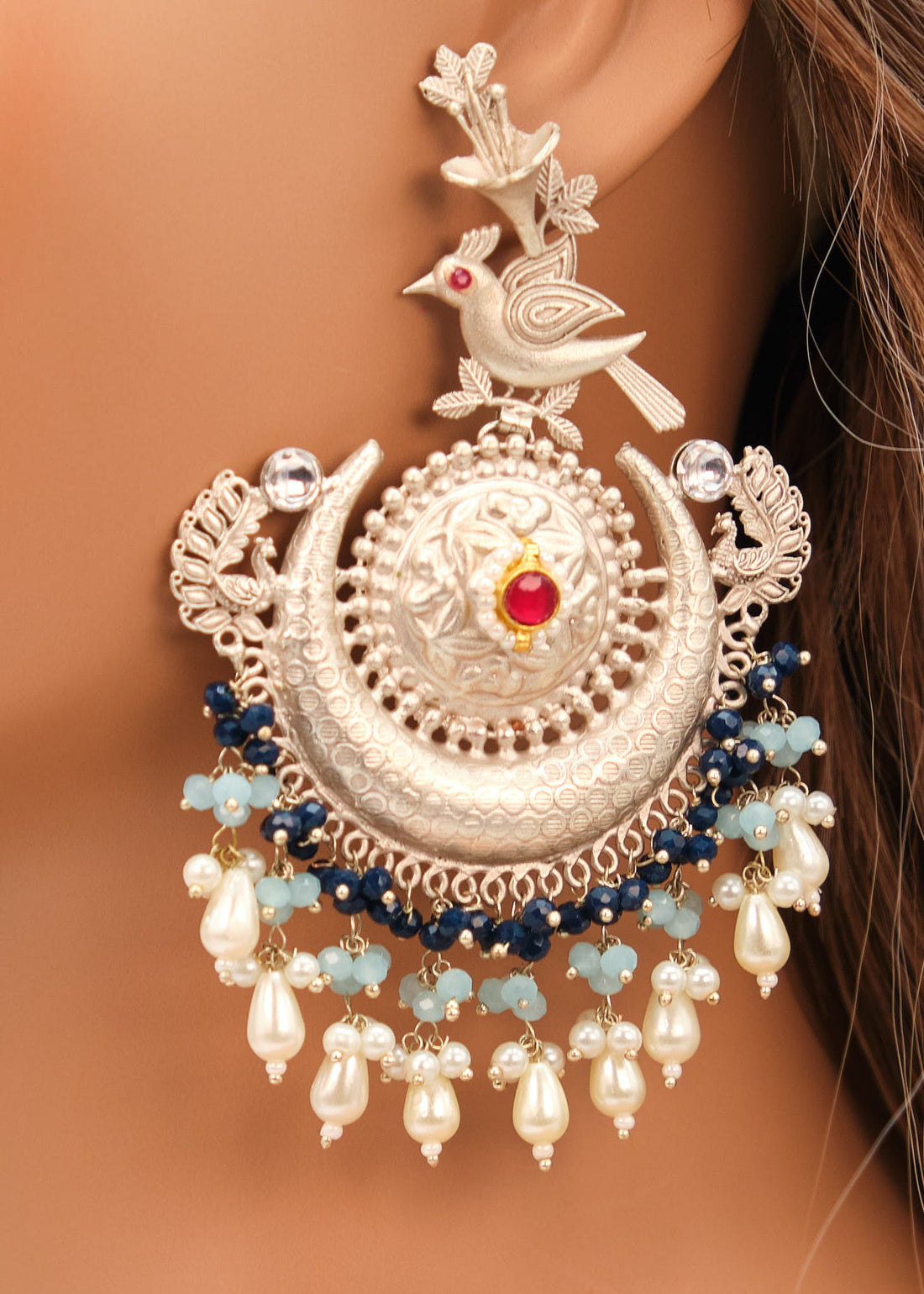 92.5 Pachi Kundan Peacock Earrings