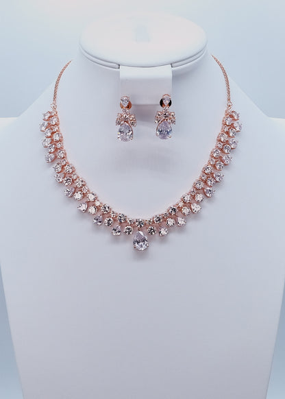 Swarovski Rose Gold CZ Necklace Set