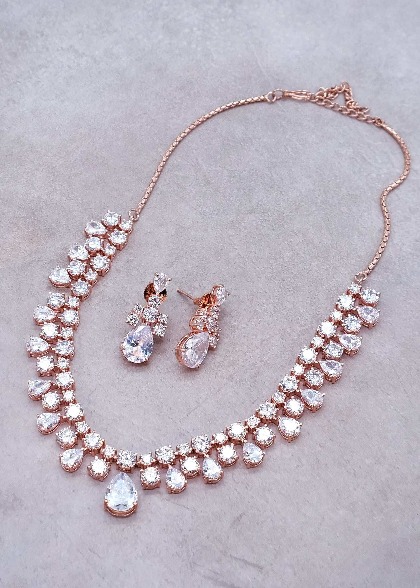 Swarovski Rose Gold CZ Necklace Set