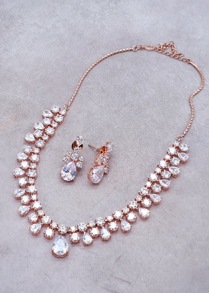 Swarovski Rose Gold CZ Necklace Set