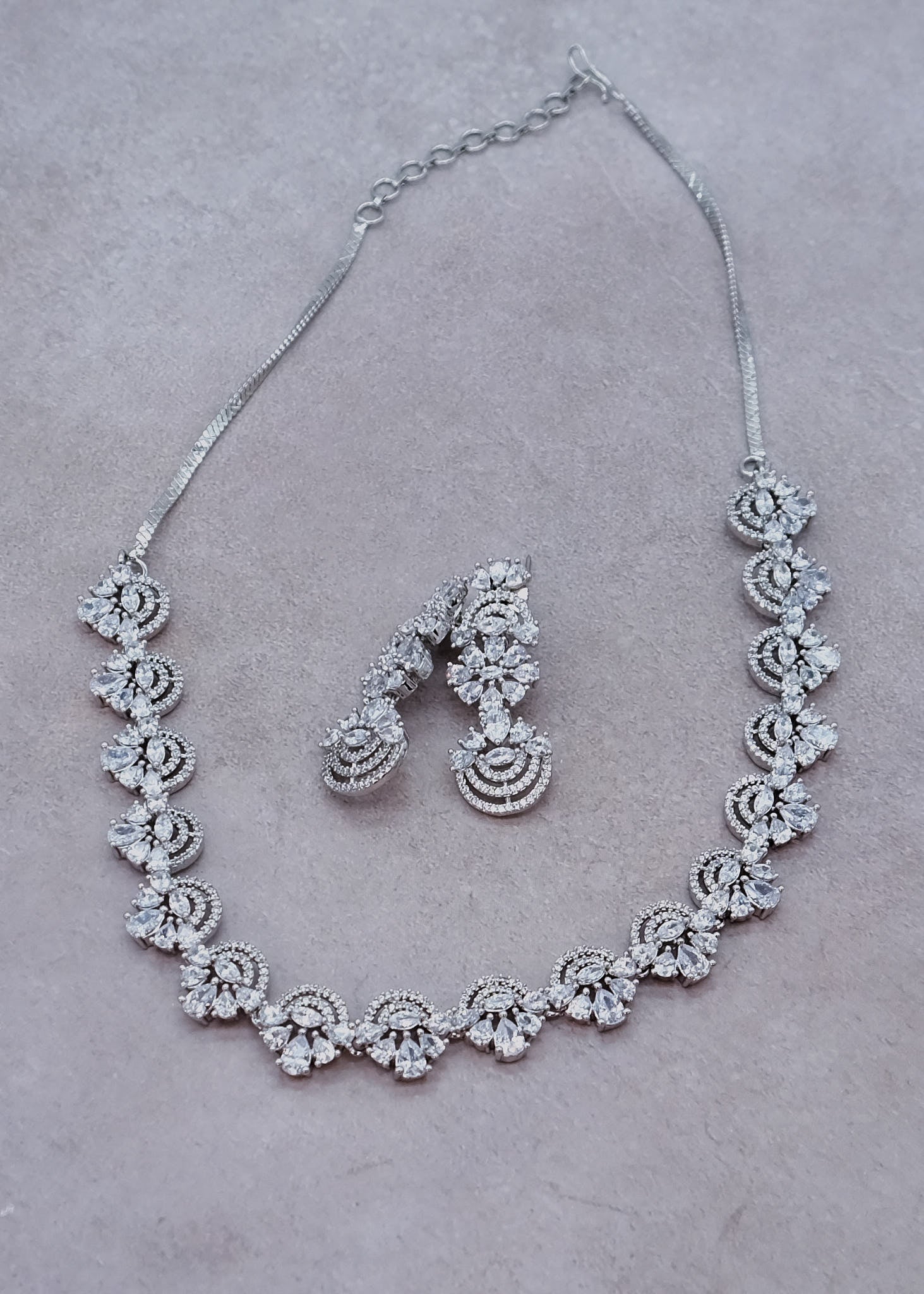 Silver Cubic Zirconia Necklace Set