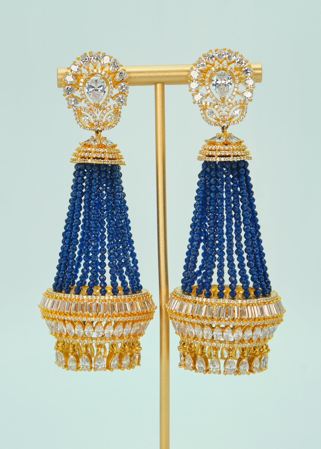 Afreen Statement CZ Chandelier Long Earrings