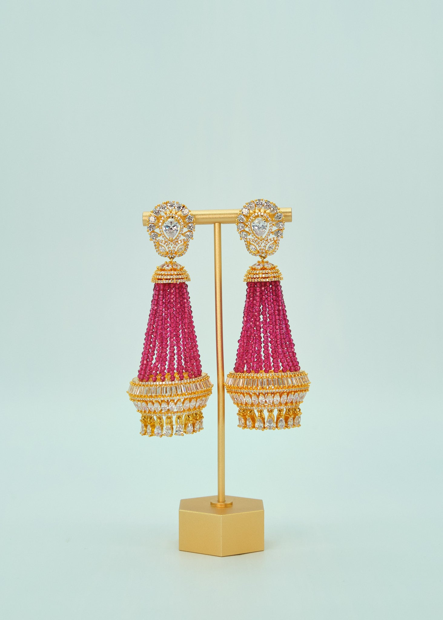 Afreen Statement CZ Chandelier Long Earrings