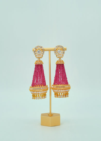 Afreen Statement CZ Chandelier Long Earrings