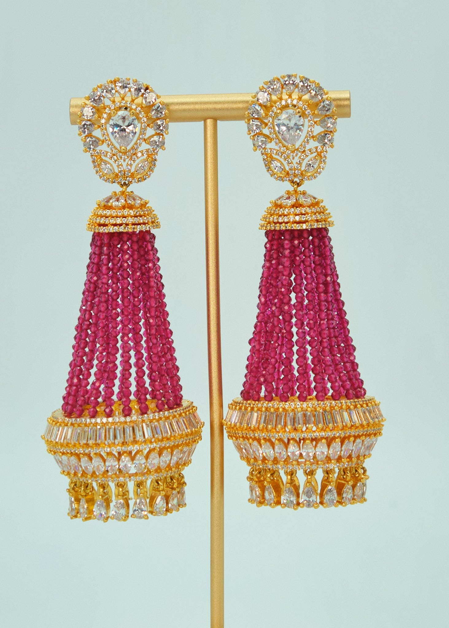 Afreen Statement CZ Chandelier Long Earrings