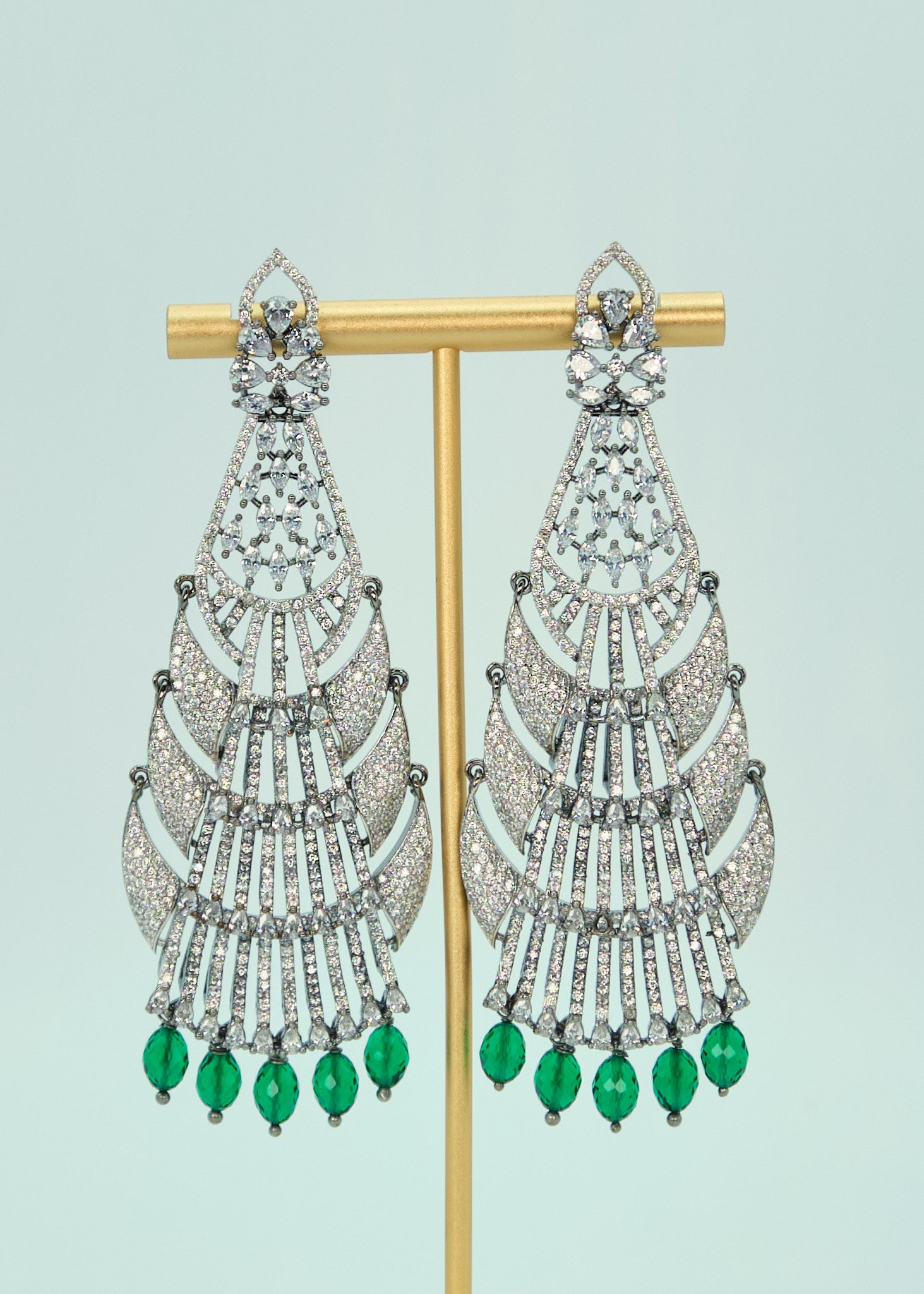 Chandelier CZ Long Earrings