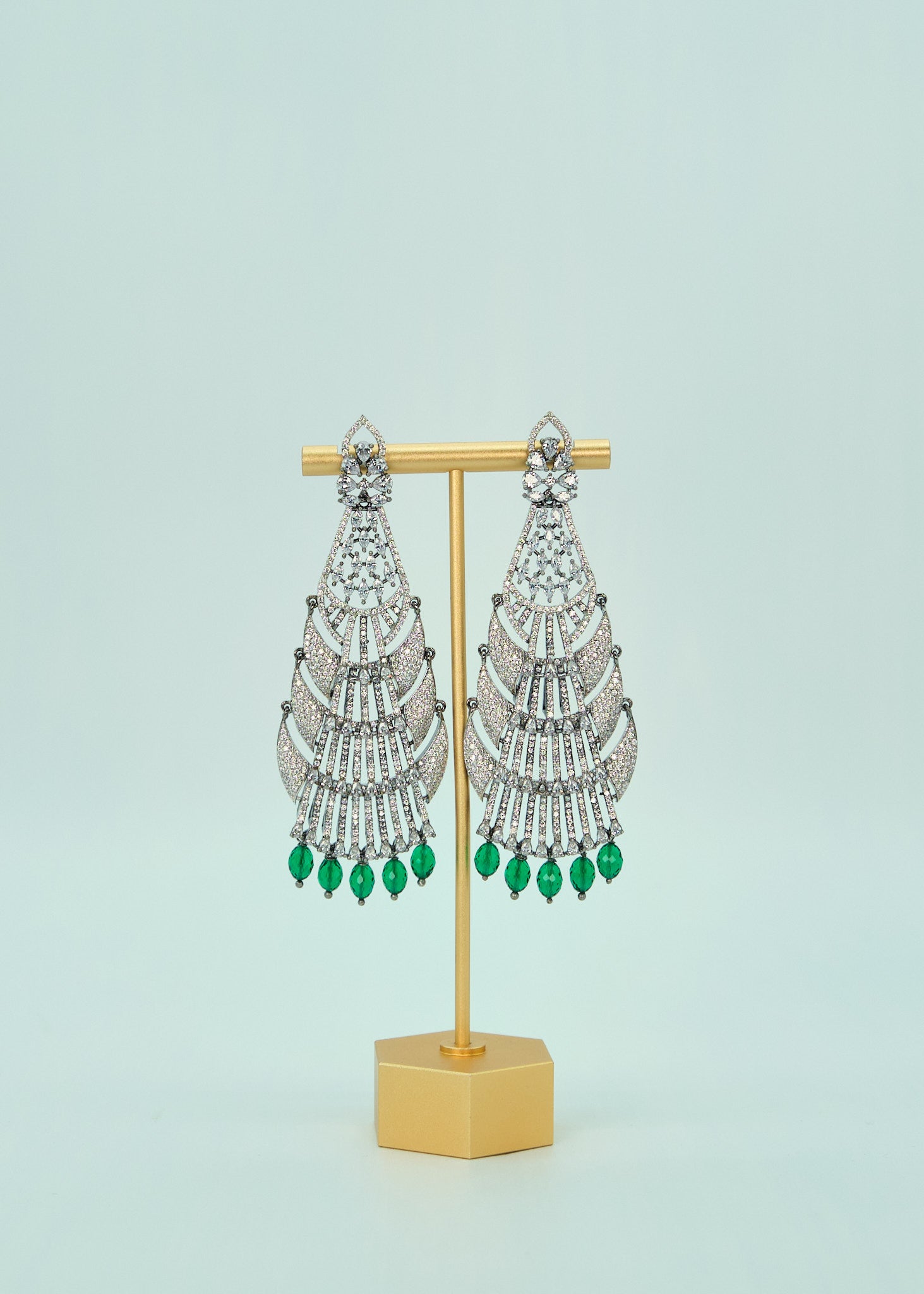 Chandelier CZ Long Earrings