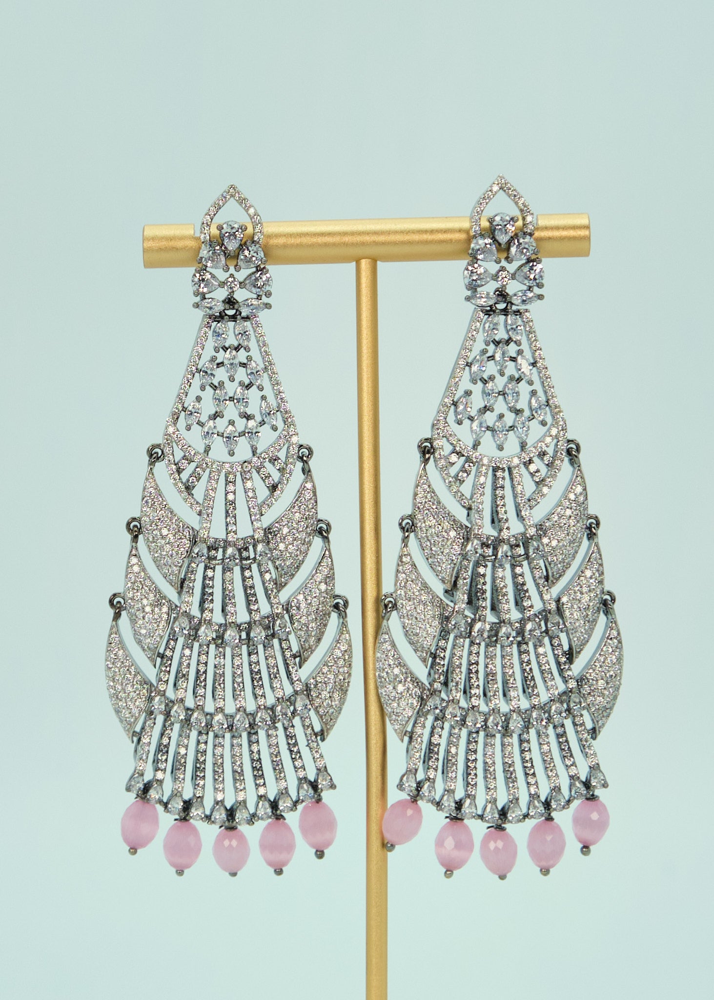 Chandelier CZ Long Earrings