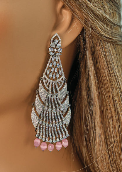 Chandelier CZ Long Earrings