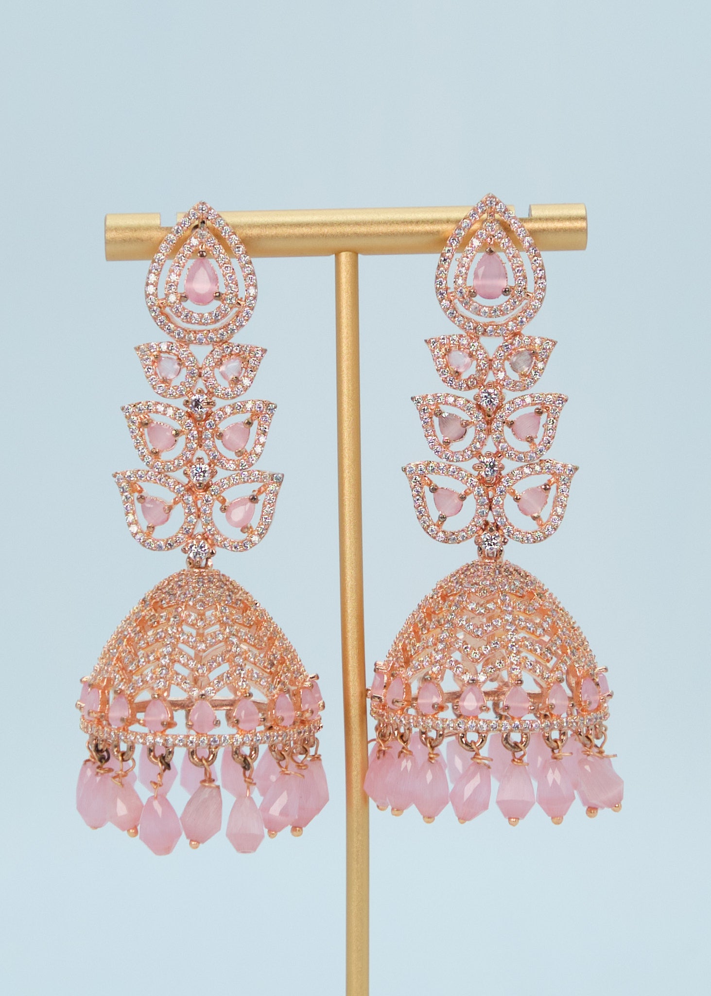 Statement CZ Long Jhumki Earrings