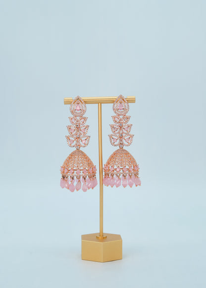 Statement CZ Long Jhumki Earrings