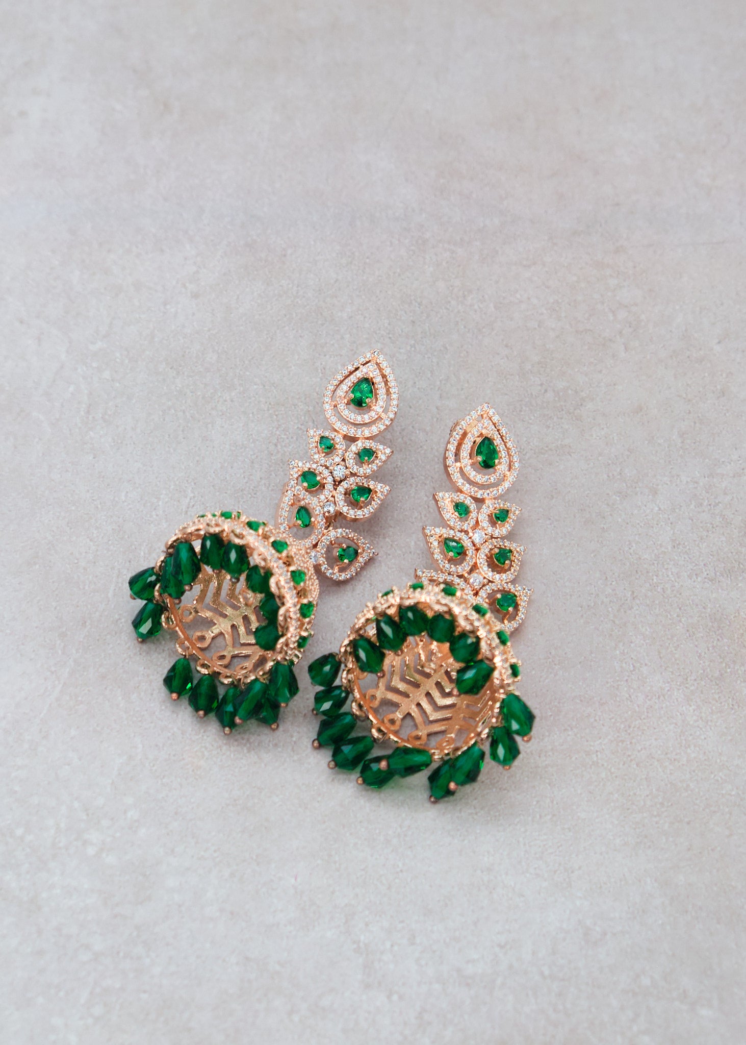 Statement CZ Long Jhumki Earrings