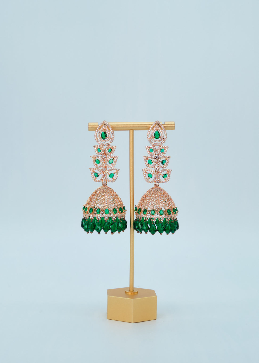 Statement CZ Long Jhumki Earrings