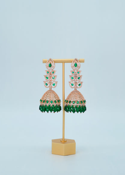 Statement CZ Long Jhumki Earrings