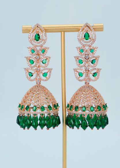 Statement CZ Long Jhumki Earrings