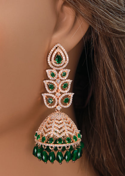 Statement CZ Long Jhumki Earrings