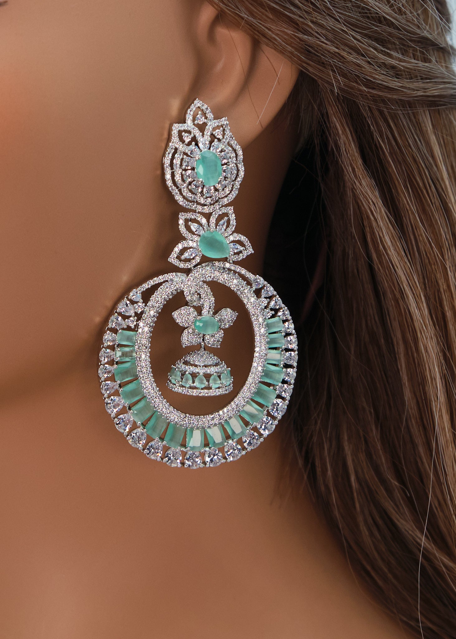 CZ Long Chandbali Earrings