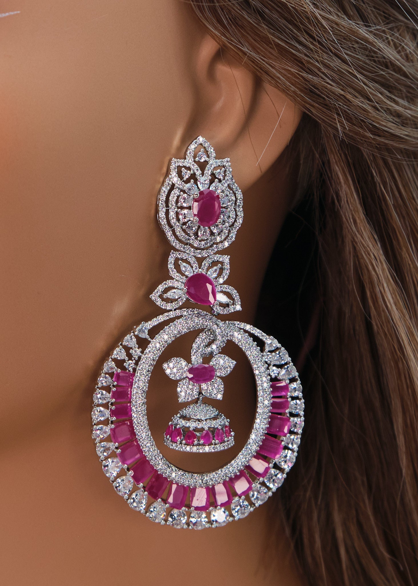 CZ Long Chandbali Earrings