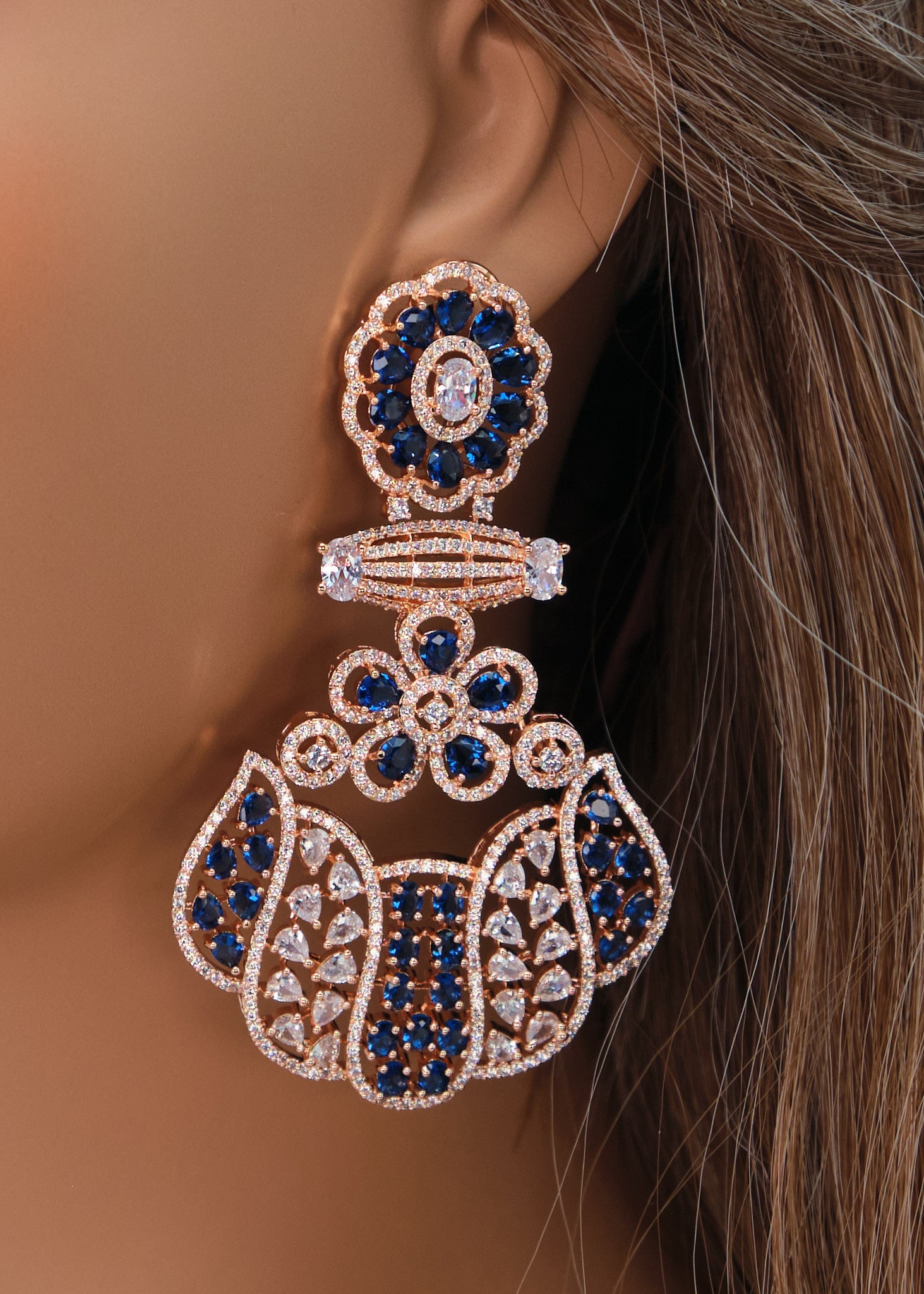 Statement Floral Monalisa CZ Earrings