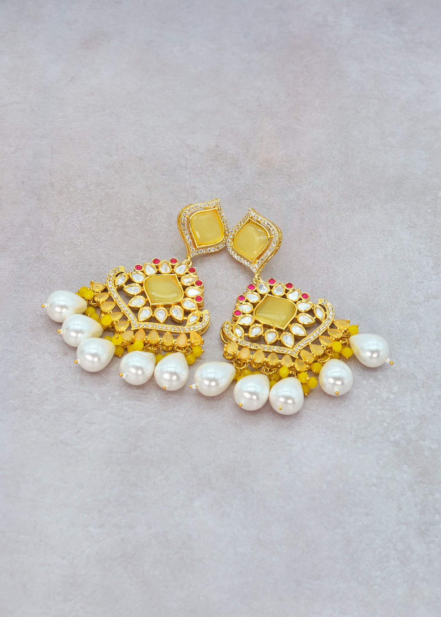 Uncut Kundan With Monalisa Stone Earrings