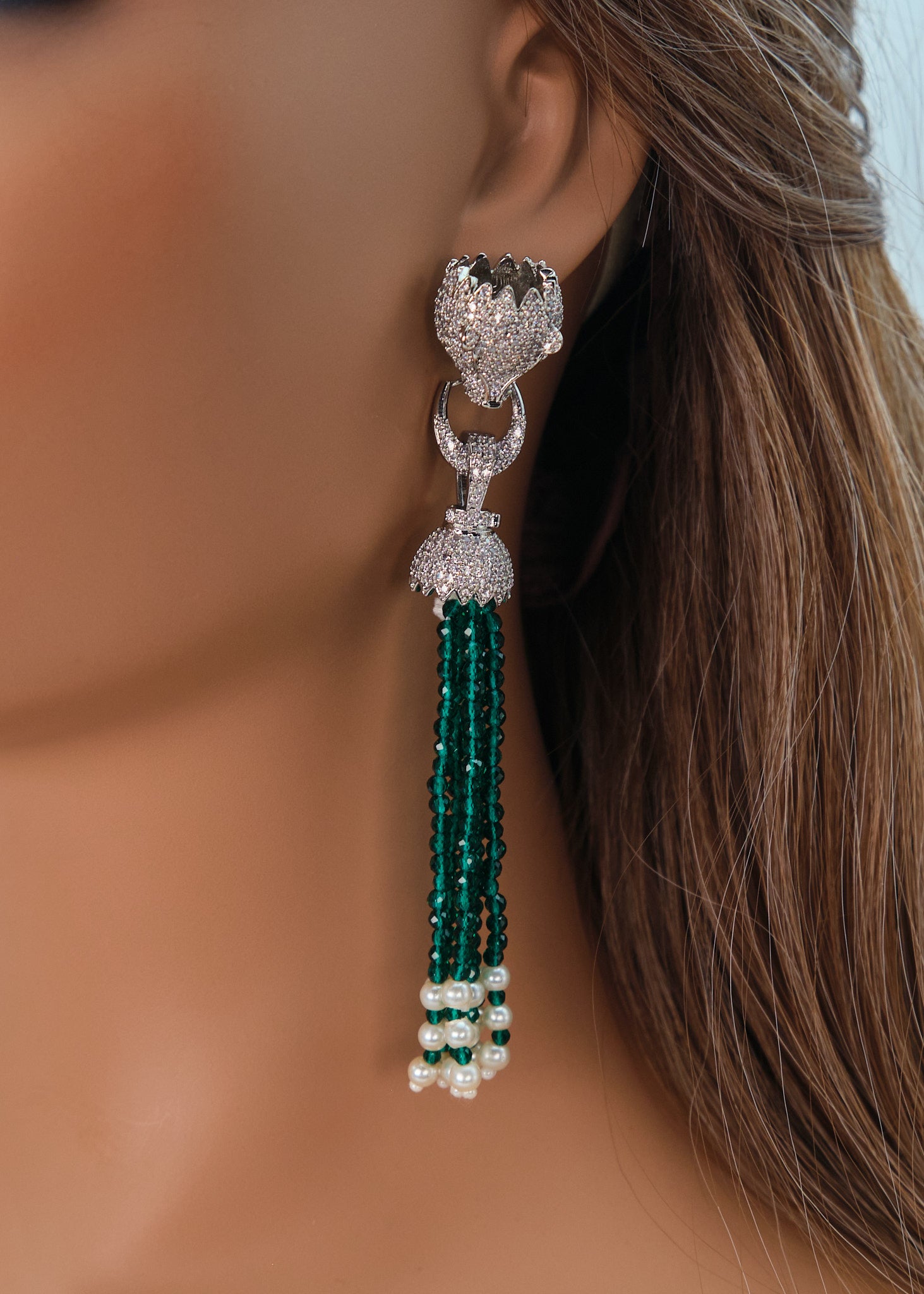 Emerald Statement Jaguar Pendent Necklace Set