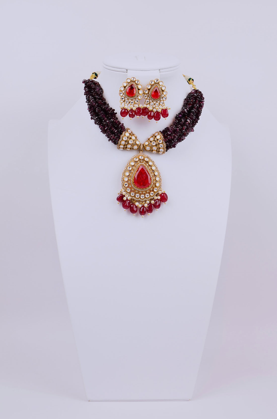 Moissanite Ruby Doublet Choker Necklace Set