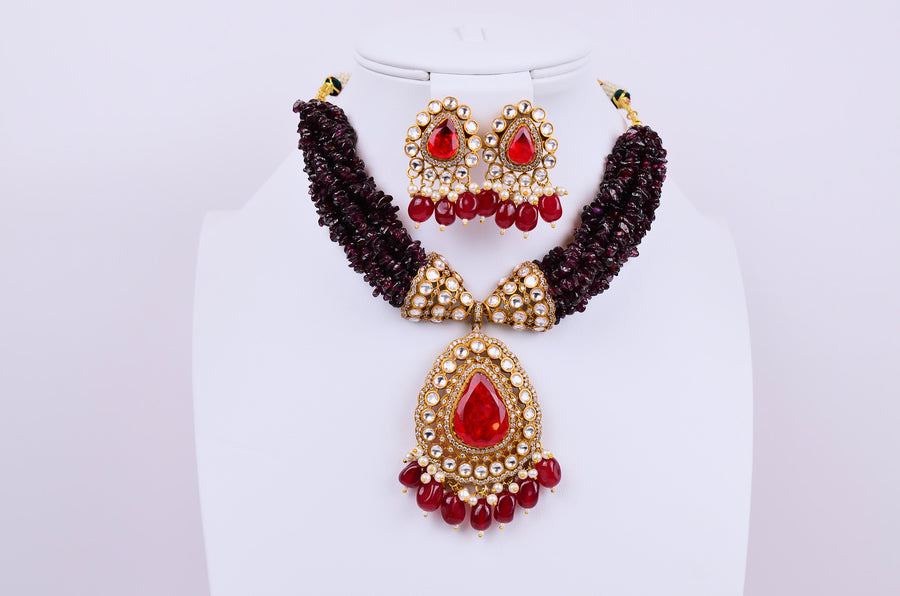 Moissanite Ruby Doublet Choker Necklace Set
