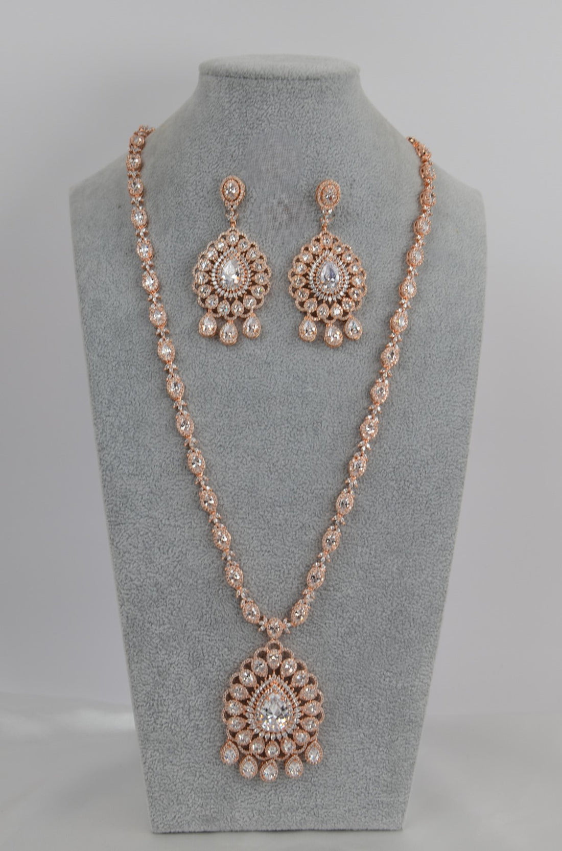 Swarovski Queen Long Necklace Set - Rose Gold