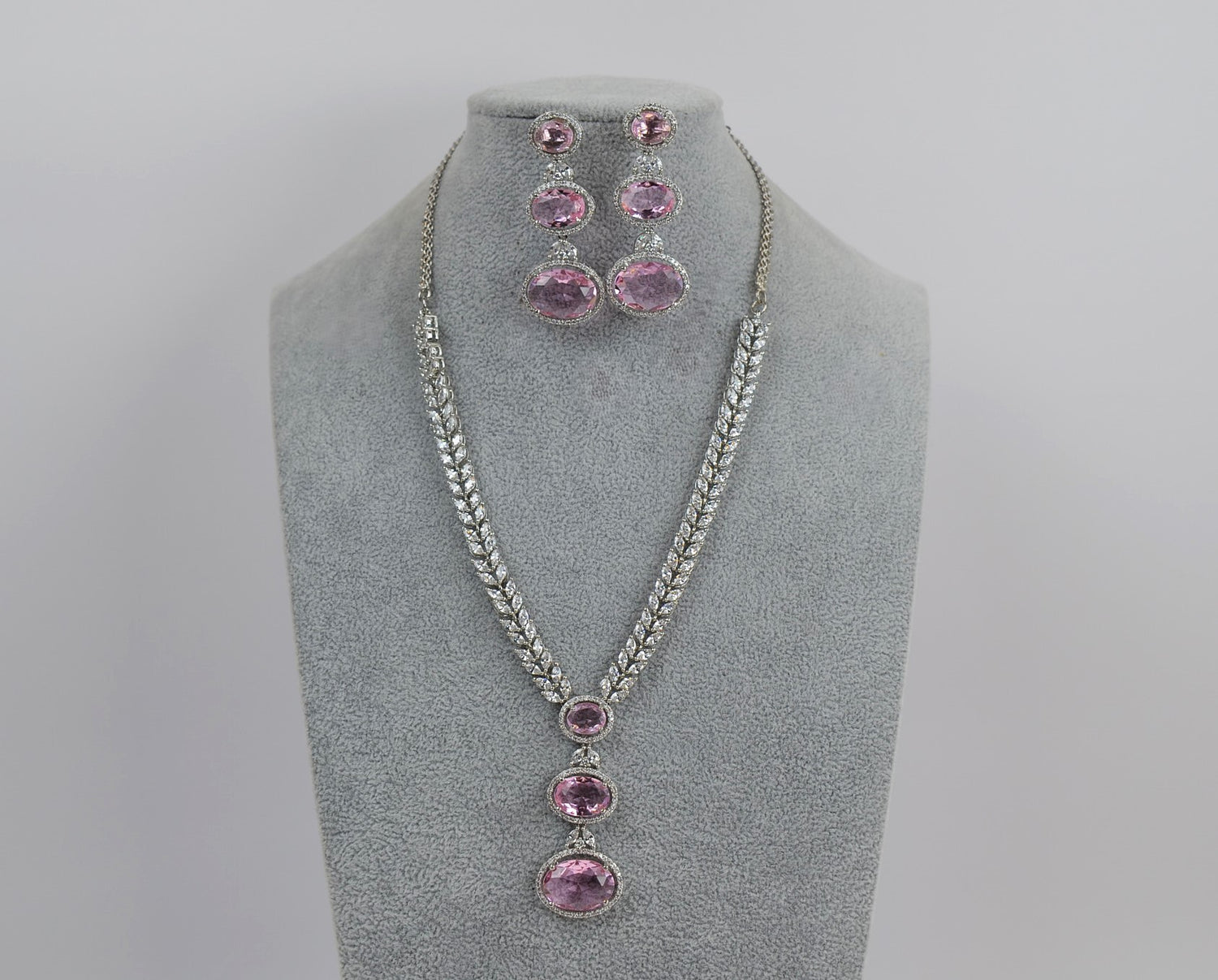 Blushing Pink Swarovski CZ Necklace Set