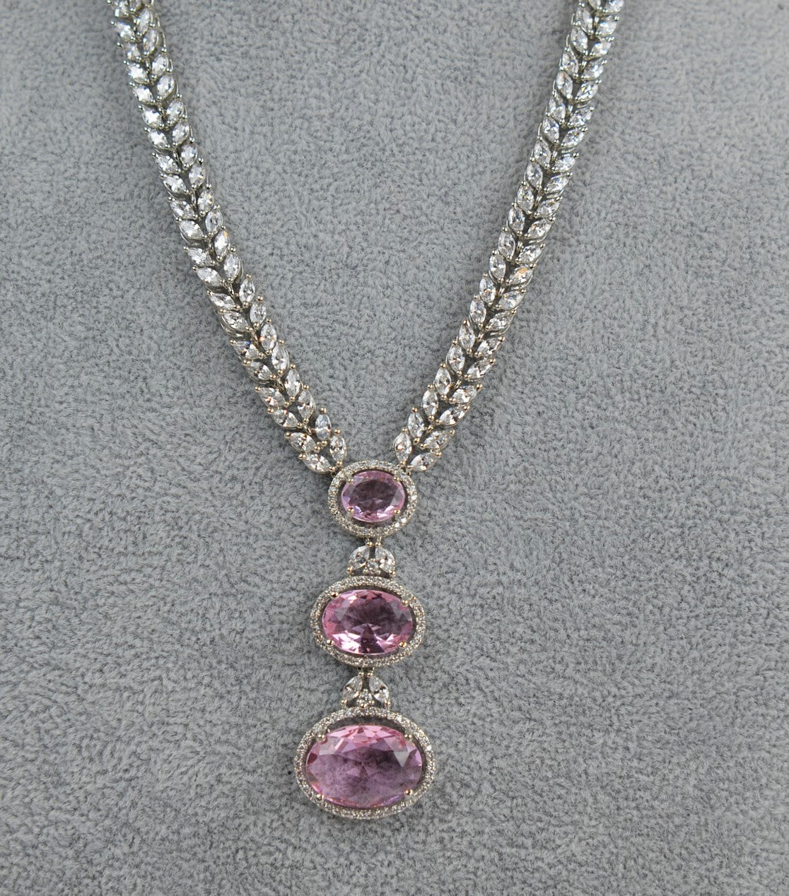 Blushing Pink Swarovski CZ Necklace Set