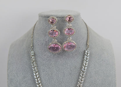 Blushing Pink Swarovski CZ Necklace Set