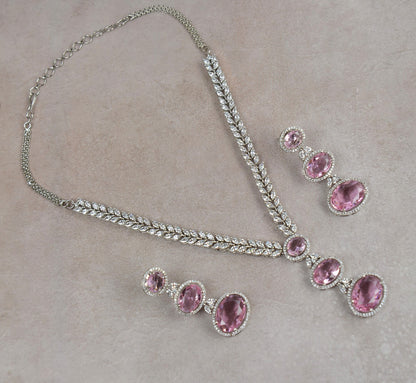 Blushing Pink Swarovski CZ Necklace Set