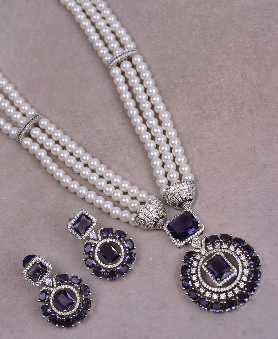 White Pearl Swarovski  Necklace Set