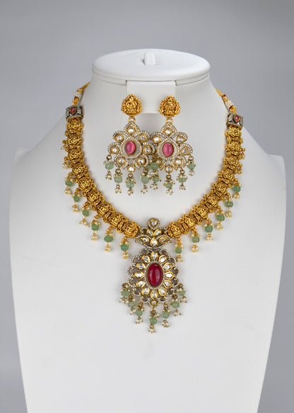 Traditional Mangatrai Lord Laxmi Necklace Set