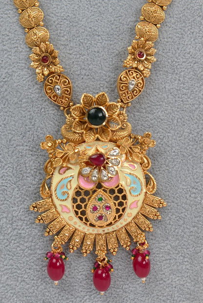 Pastel Minakari Long Kundan Necklace Set