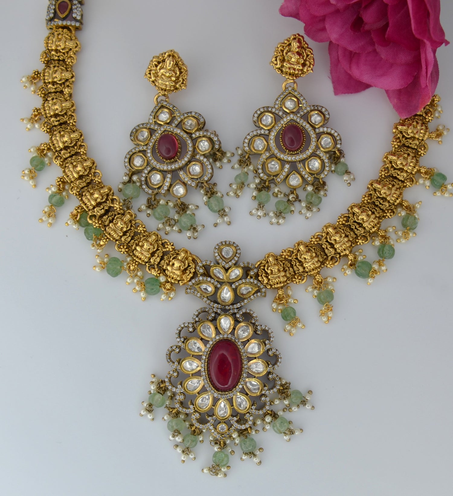 Traditional Mangatrai Lord Laxmi Necklace Set