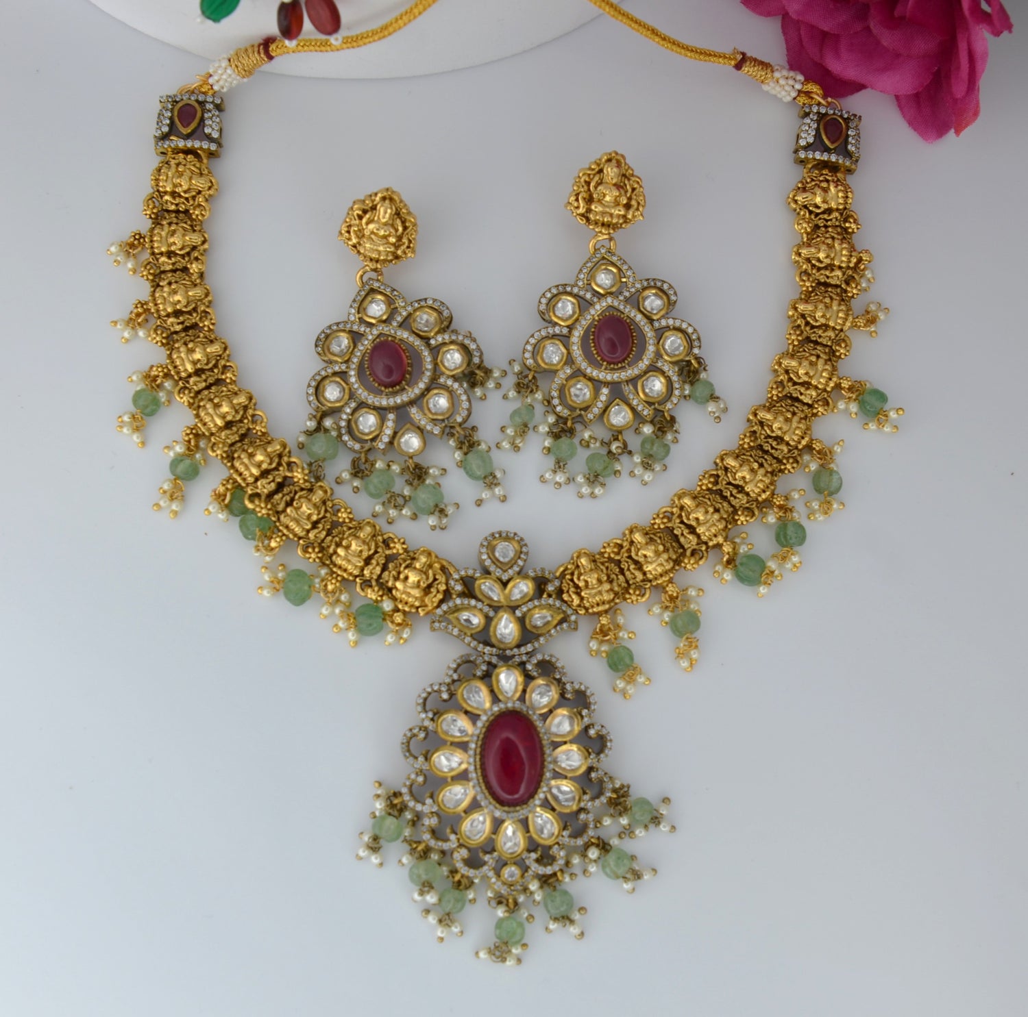 Traditional Apala Polish Lord Laxmi Necklace Set