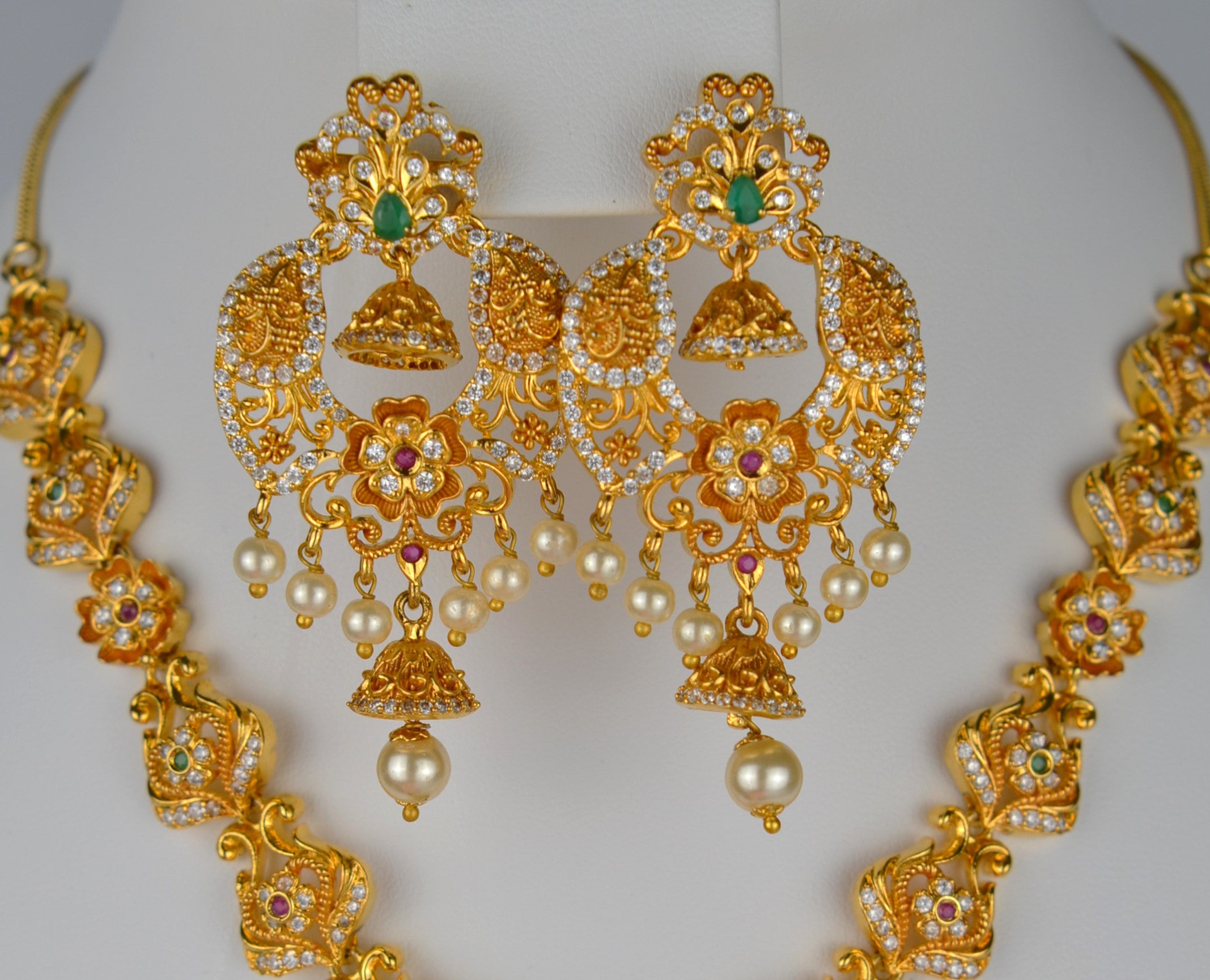 Traditional Peacock Meenakari Necklace With Earrings Set