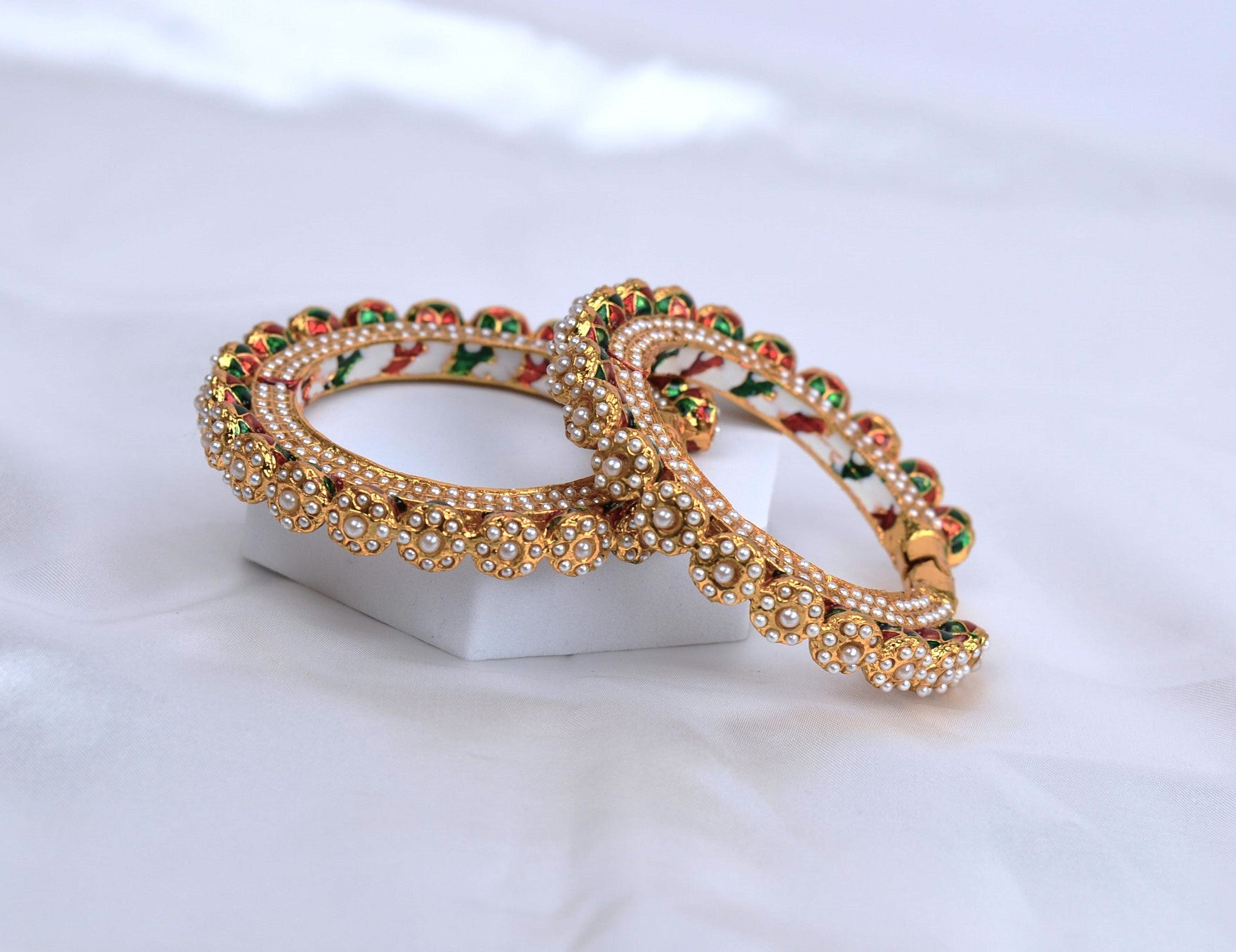 Pearl Jadau Pacheli Style Openable Kada - Pair / Single