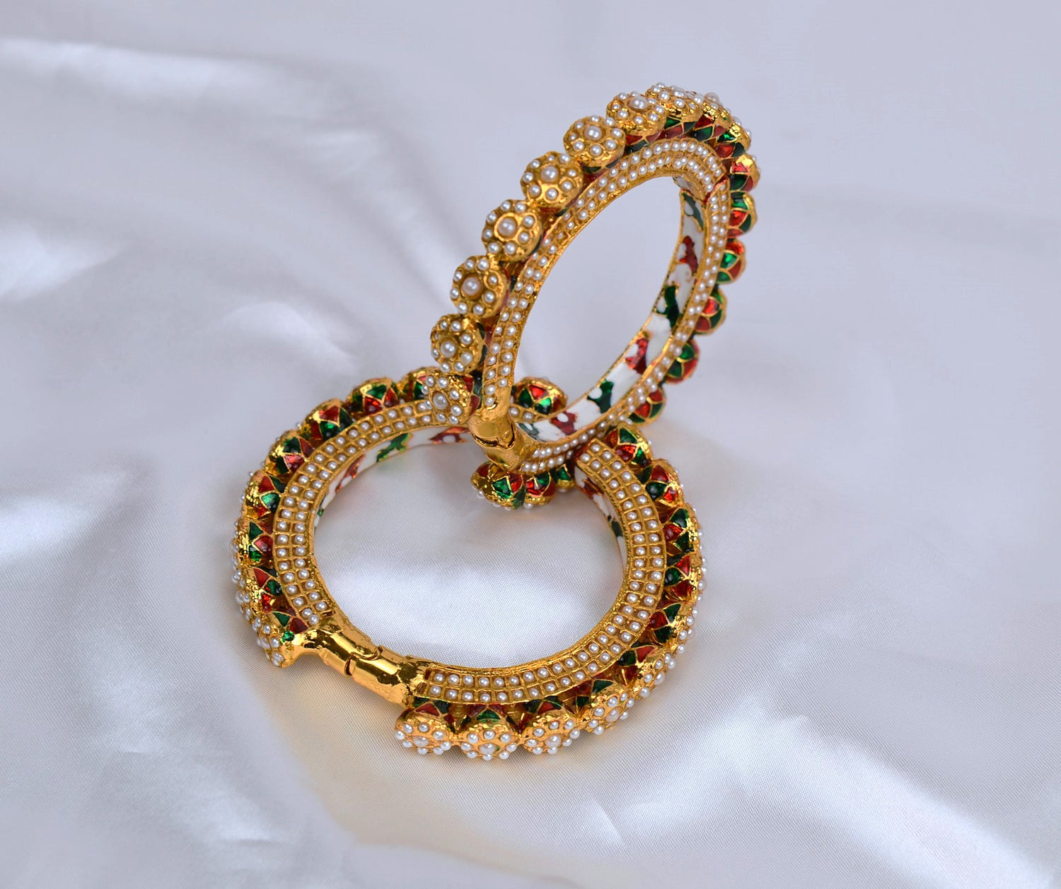 Pearl Jadau Pacheli Style Openable Kada - Pair / Single