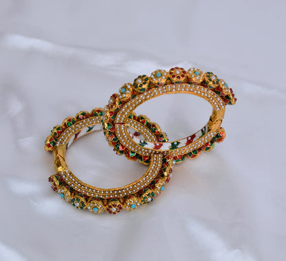 Nauratan Jadau Pacheli Style Openable Kada - Pair / Single