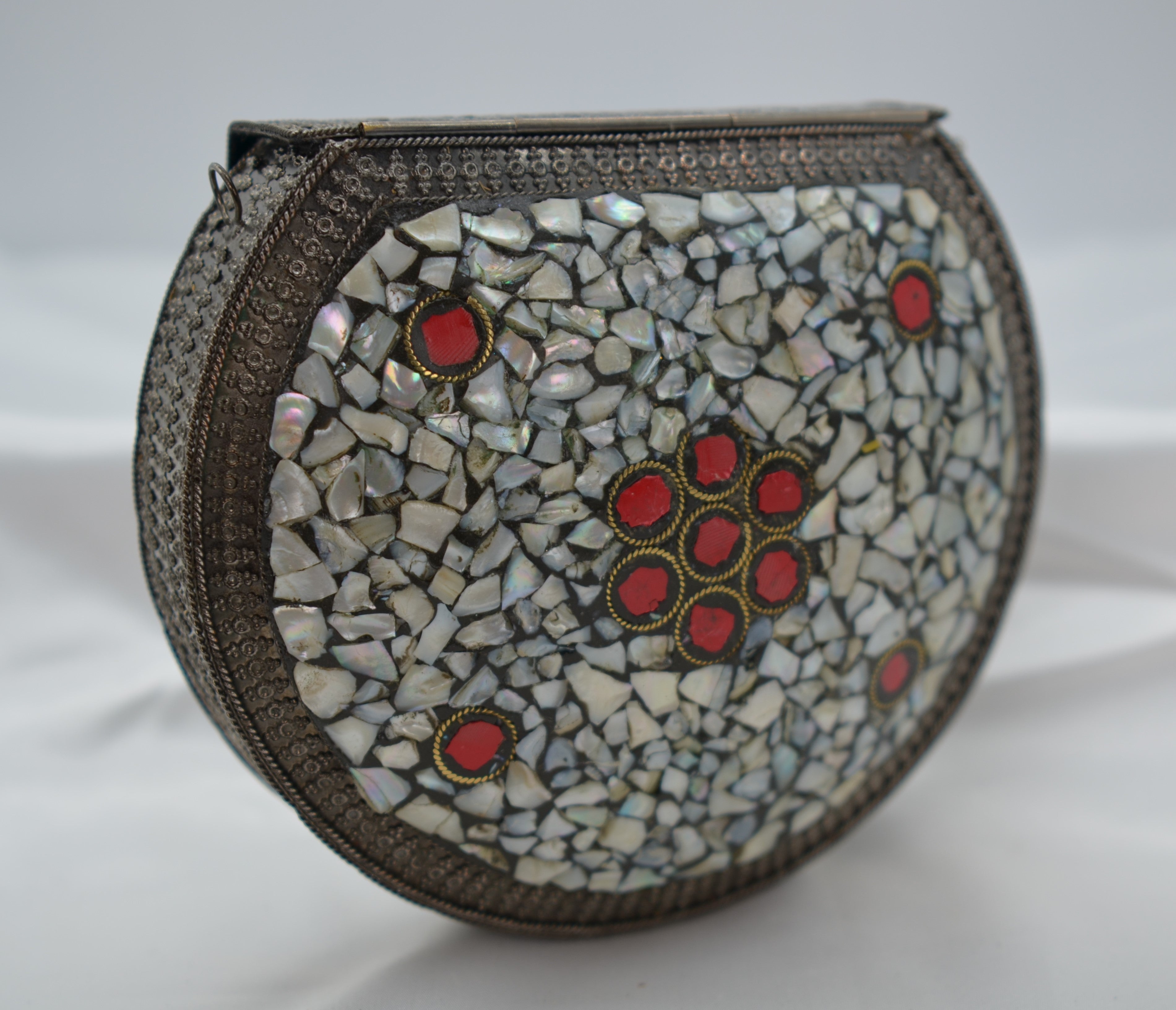 Mosaic Clutch - White With German Silver