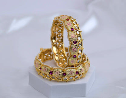 Pastel Meenakari Tyaani Kundan Kada Bangles