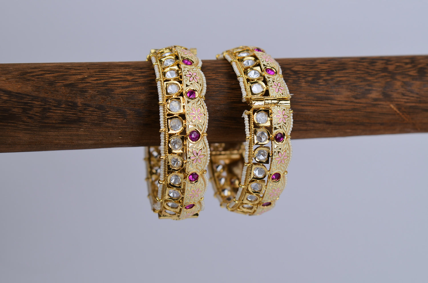 Pastel Meenakari Tyaani Kundan Kada Bangles